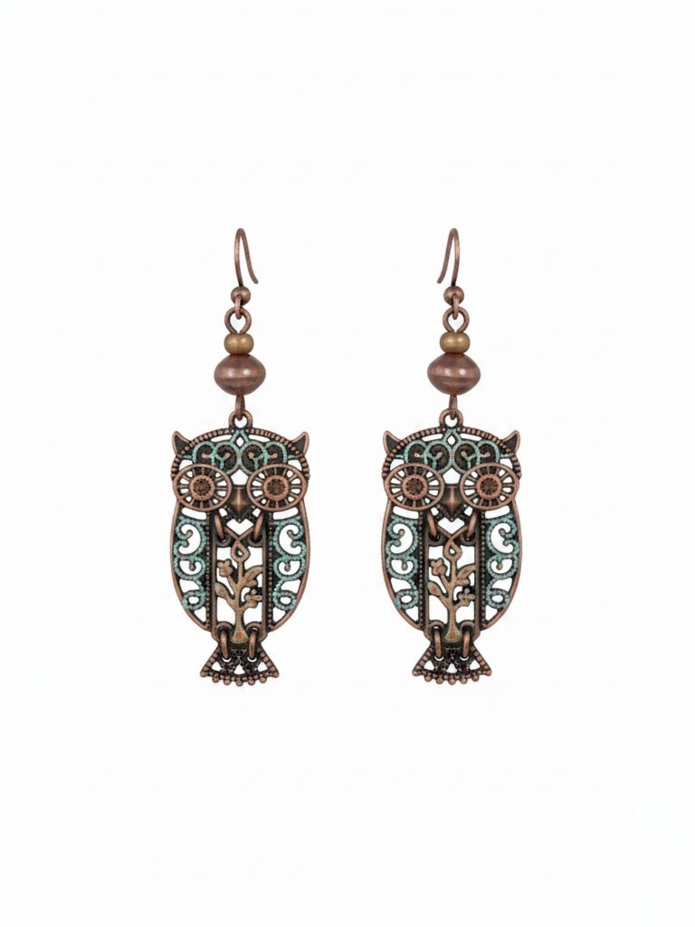 New Lillylou's Lucky Find Whimsical Steampunk Filigree Owl Bronze Owl Dangle
